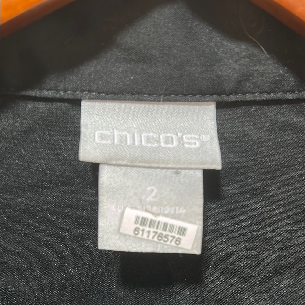Chico’s  black blouse size 2 -u.s 12/14 GUC.. - Picture 7 of 11